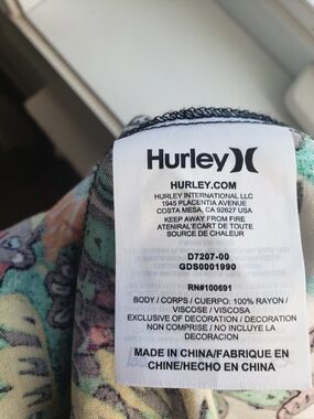 Hurley Printed Rayon Top in Mint Green and Coral